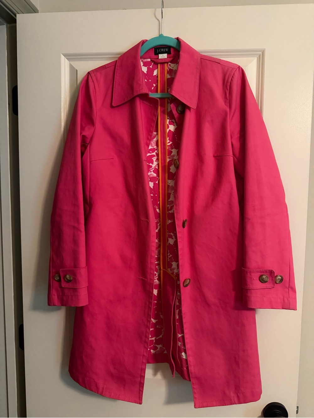 J. Crew Hot Pink Trench Coat